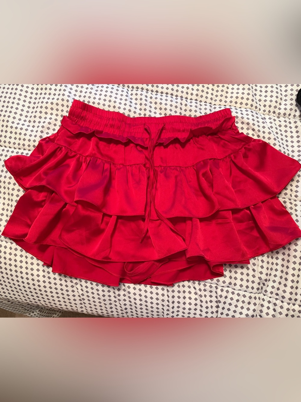 Red Ruffle Mini Skirt